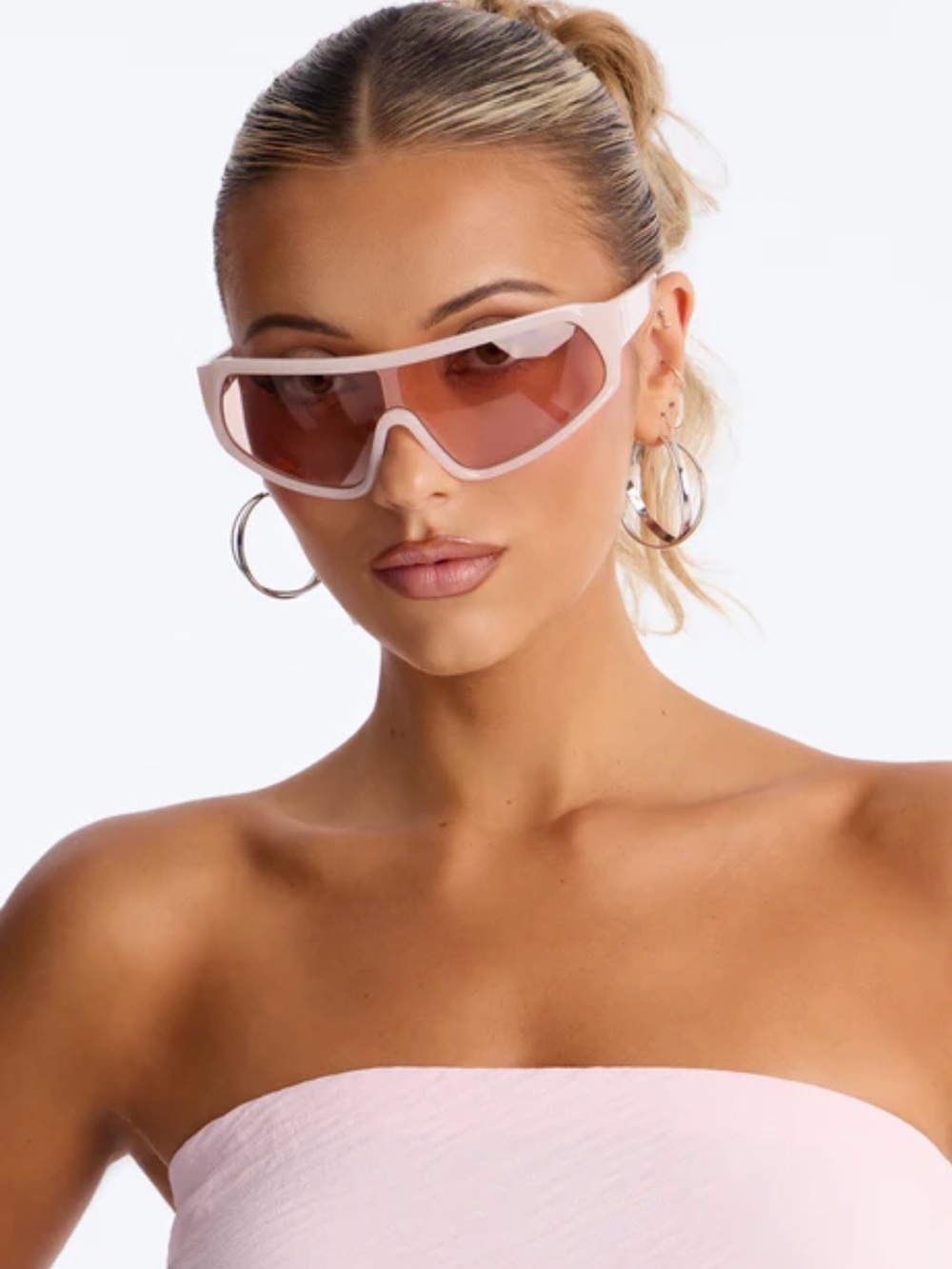 Stylish Pink Shield Sunglasses with Rose Lenses - Women Accessories